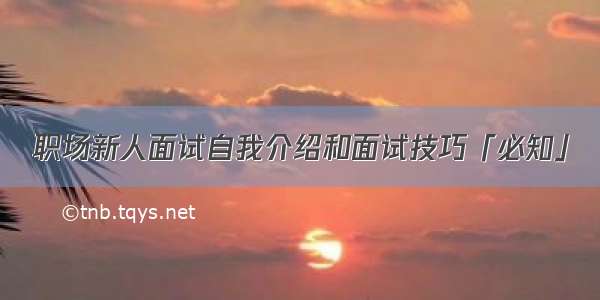 职场新人面试自我介绍和面试技巧「必知」