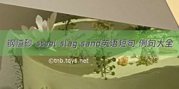 钢渣砂 steel slag sand英语短句 例句大全