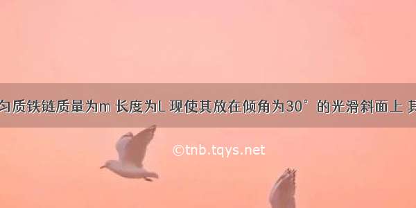 如图所示 匀质铁链质量为m 长度为L 现使其放在倾角为30°的光滑斜面上 其余部分竖