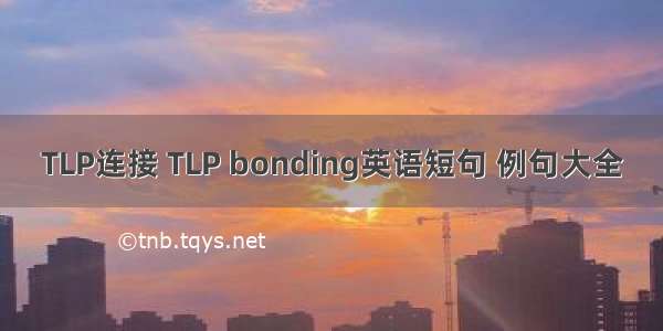 TLP连接 TLP bonding英语短句 例句大全