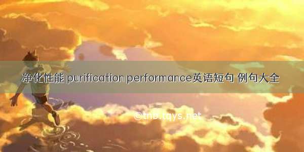 净化性能 purification performance英语短句 例句大全