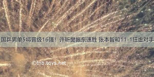 国乒男单5将晋级16强！许昕樊振东速胜 张本智和11-1狂虐对手