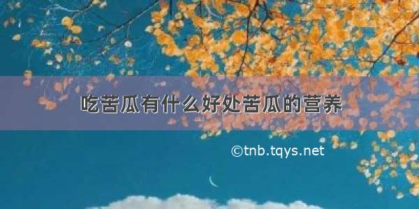 吃苦瓜有什么好处苦瓜的营养