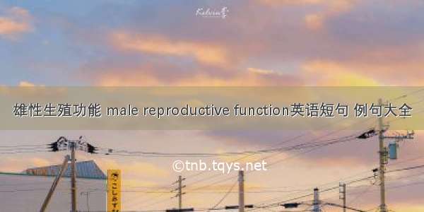 雄性生殖功能 male reproductive function英语短句 例句大全