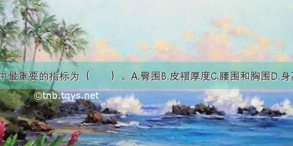 人体体格测量中最重要的指标为（　　）。A.臀围B.皮褶厚度C.腰围和胸围D.身高和体重ABCD