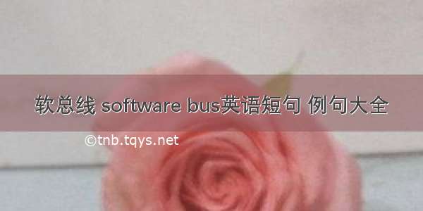 软总线 software bus英语短句 例句大全