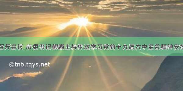 市委常委会召开会议 市委书记柳鹏主持传达学习党的十九届六中全会精神安排部署我市学