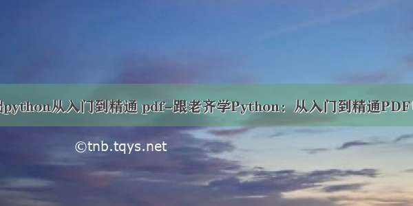 零基础python从入门到精通 pdf-跟老齐学Python：从入门到精通PDF电子版