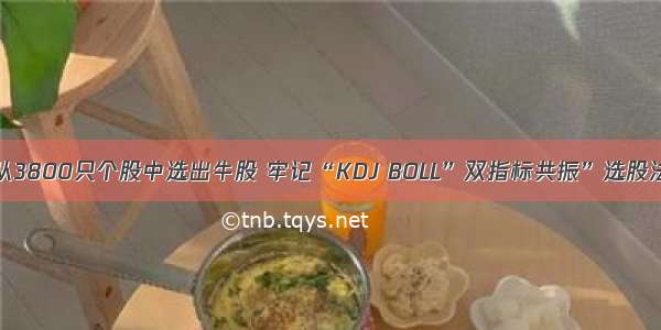 如何5分钟内从3800只个股中选出牛股 牢记“KDJ BOLL”双指标共振”选股法 仅分享一次