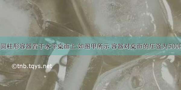 盛有液体的圆柱形容器置于水平桌面上 如图甲所示 容器对桌面的压强为500Pa；用细线