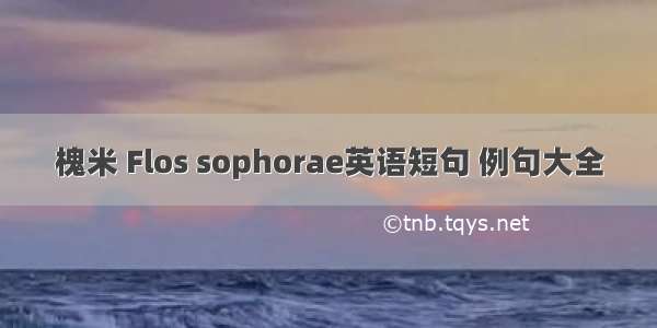 槐米 Flos sophorae英语短句 例句大全