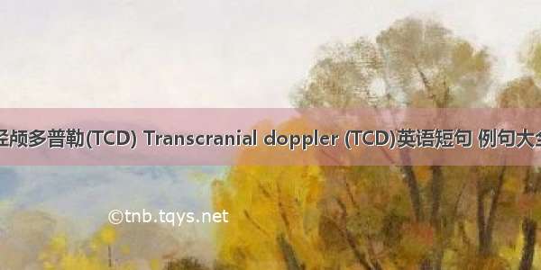 经颅多普勒(TCD) Transcranial doppler (TCD)英语短句 例句大全