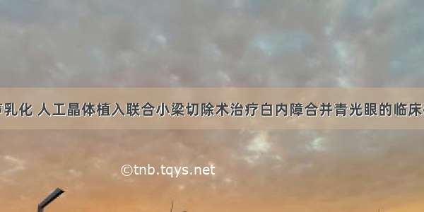 超声乳化 人工晶体植入联合小梁切除术治疗白内障合并青光眼的临床研究