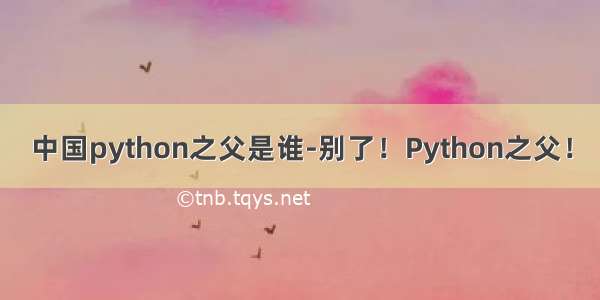 中国python之父是谁-别了！Python之父！
