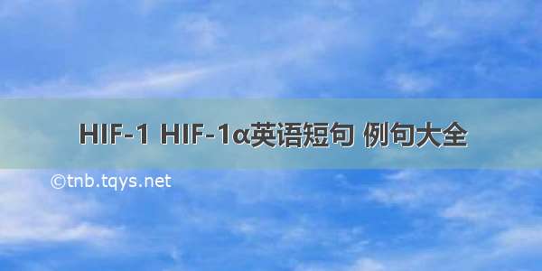 HIF-1 HIF-1α英语短句 例句大全