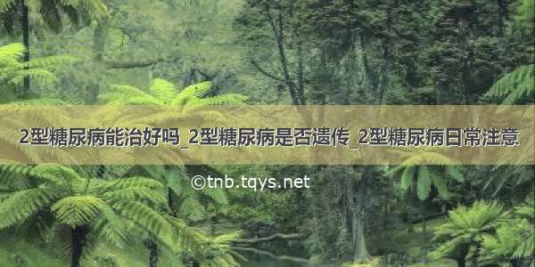 2型糖尿病能治好吗_2型糖尿病是否遗传_2型糖尿病日常注意