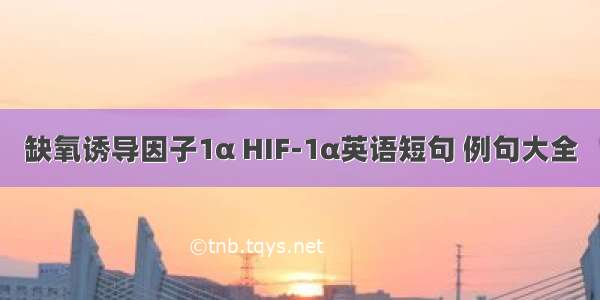 缺氧诱导因子1α HIF-1α英语短句 例句大全