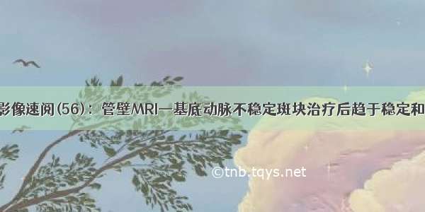 神经血管影像速阅(56)：管壁MRI—基底动脉不稳定斑块治疗后趋于稳定和部分逆转