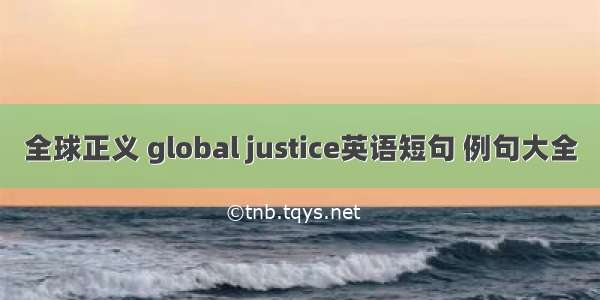 全球正义 global justice英语短句 例句大全