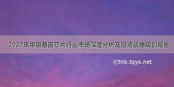 -2027年中国基因芯片行业市场深度分析及投资战略规划报告