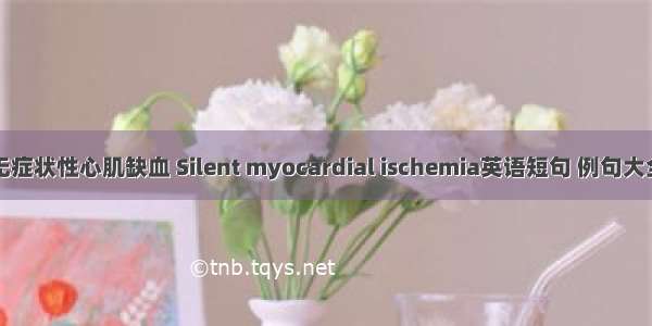 无症状性心肌缺血 Silent myocardial ischemia英语短句 例句大全