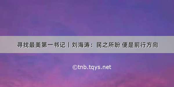 寻找最美第一书记丨刘海涛：民之所盼 便是前行方向