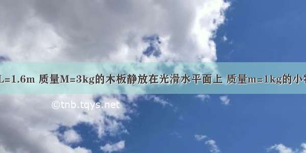 如图所示 长L=1.6m 质量M=3kg的木板静放在光滑水平面上 质量m=1kg的小物块放在木板