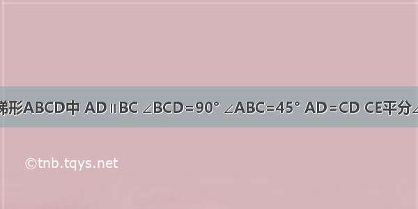 如图 在直角梯形ABCD中 AD∥BC ∠BCD=90° ∠ABC=45° AD=CD CE平分∠ACB交AB于