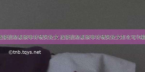 浅谈信息系统审计研究论文 浅谈信息系统审计研究论文怎么写(4篇)