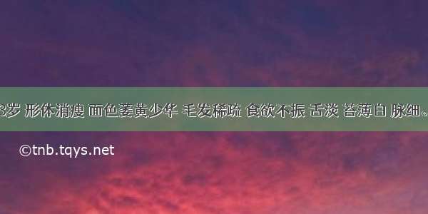 小儿 3岁 形体消瘦 面色萎黄少华 毛发稀疏 食欲不振 舌淡 苔薄白 脉细。首选