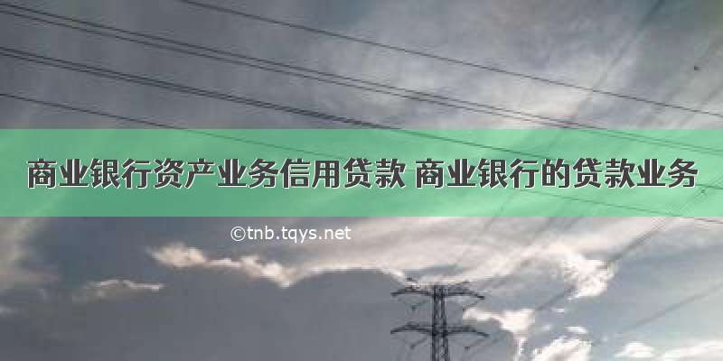 商业银行资产业务信用贷款 商业银行的贷款业务