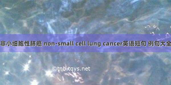 非小细胞性肺癌 non-small cell lung cancer英语短句 例句大全