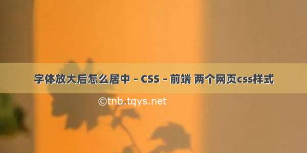 字体放大后怎么居中 – CSS – 前端 两个网页css样式