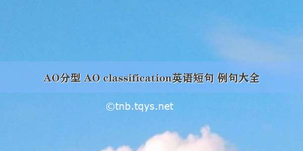 AO分型 AO classification英语短句 例句大全