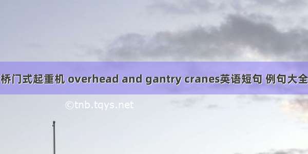 桥门式起重机 overhead and gantry cranes英语短句 例句大全