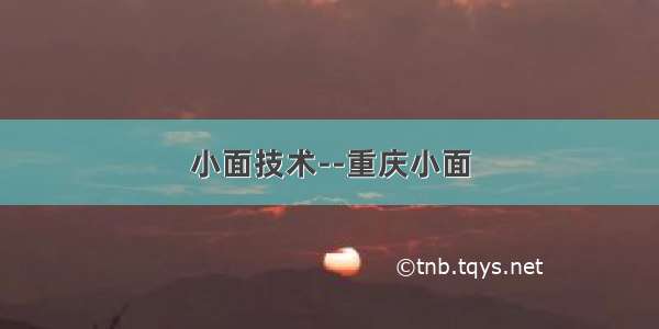 小面技术--重庆小面