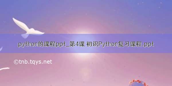 python的课程ppt_第4课 初识Python复习课程.ppt