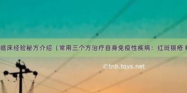 孟如教授临床经验秘方介绍（常用三个方治疗自身免疫性疾病：红斑狼疮 糖尿病等）