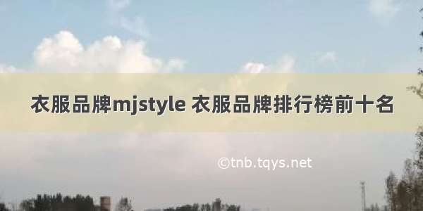 衣服品牌mjstyle 衣服品牌排行榜前十名