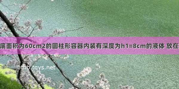 如图甲所示 底面积为60cm2的圆柱形容器内装有深度为h1=8cm的液体 放在水平桌面上．