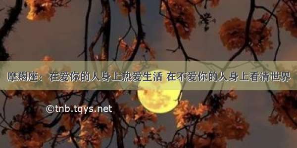 摩羯座：在爱你的人身上热爱生活 在不爱你的人身上看清世界