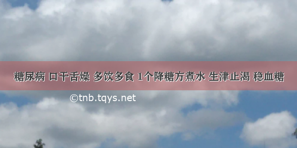 糖尿病 口干舌燥 多饮多食 1个降糖方煮水 生津止渴 稳血糖