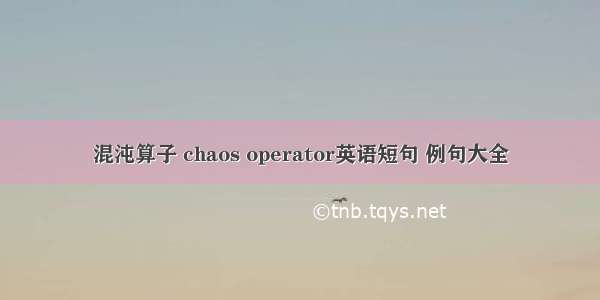 混沌算子 chaos operator英语短句 例句大全