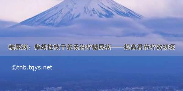 糖尿病：柴胡桂枝干姜汤治疗糖尿病——提高君药疗效初探