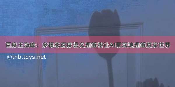 百度王海峰：多模态深度语义理解将让AI更深地理解真实世界