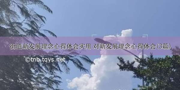 街道新发展理念心得体会实用 对新发展理念心得体会(3篇)