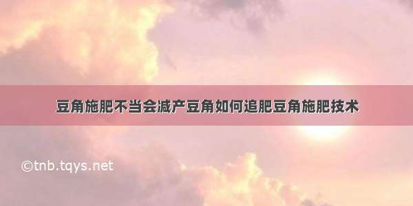 豆角施肥不当会减产豆角如何追肥豆角施肥技术