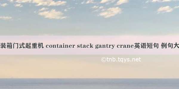 集装箱门式起重机 container stack gantry crane英语短句 例句大全