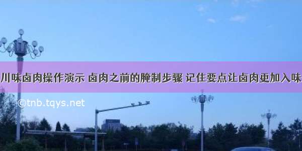 川味卤肉操作演示 卤肉之前的腌制步骤 记住要点让卤肉更加入味