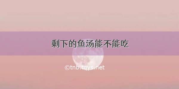 剩下的鱼汤能不能吃